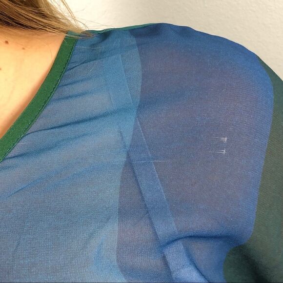 Show Me Your Mumu Rainbow Color block Sheer Blouse - Picture 6 of 7